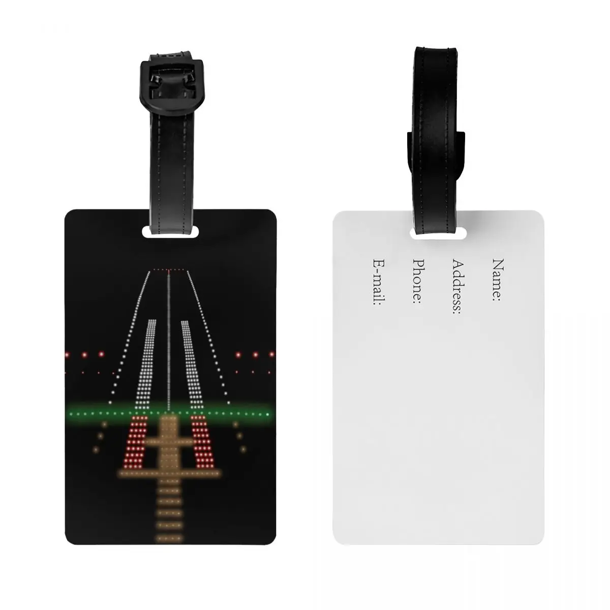 Airport Runway Lights At Night Luggage Tag Air Traffic Controller Suitcase Baggage Privacy Cover ID Label