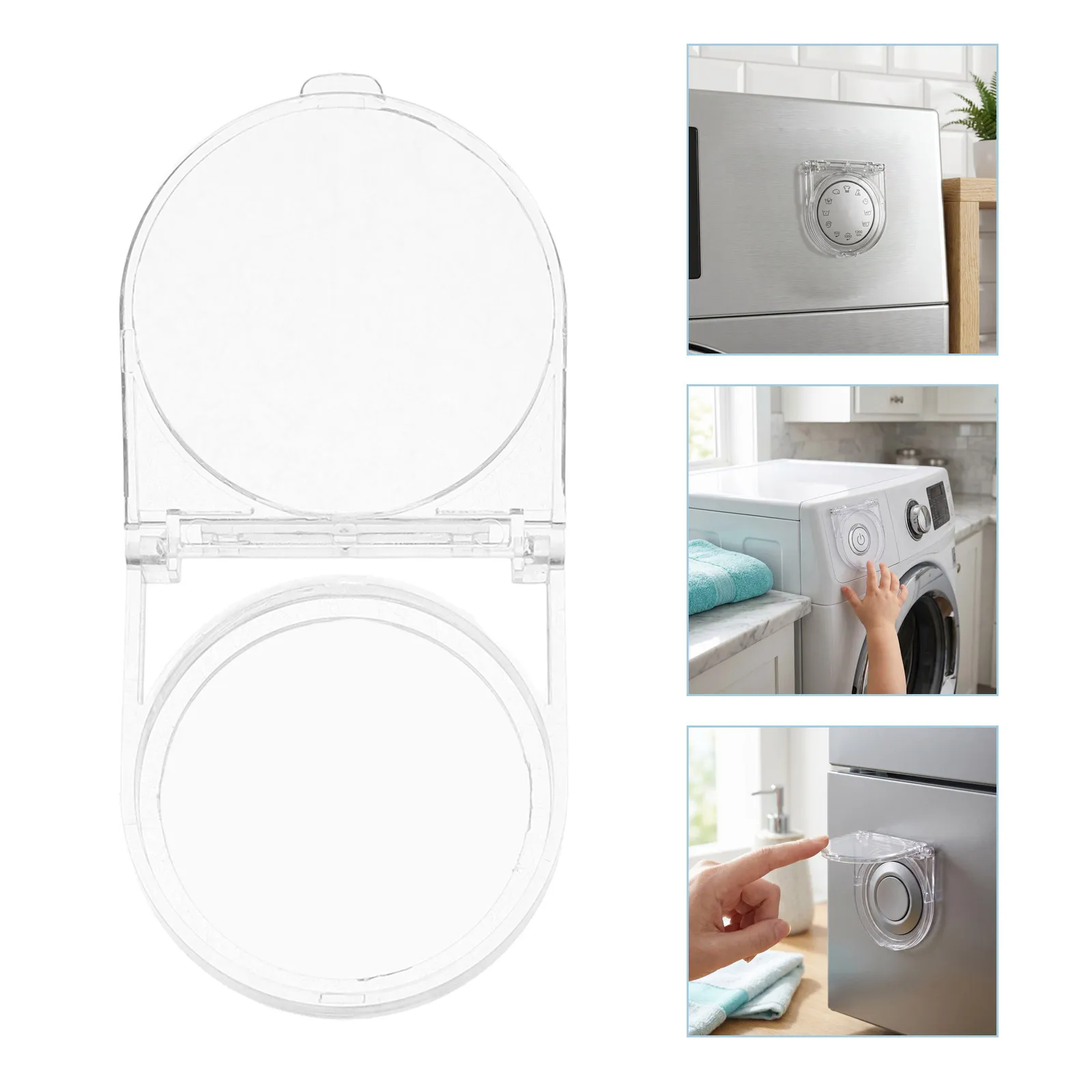 2Pcs Switch Panel Protector Adhesive Round Button Cover Childproof Power Button Guard for Washing Machine Washer Dishwasher