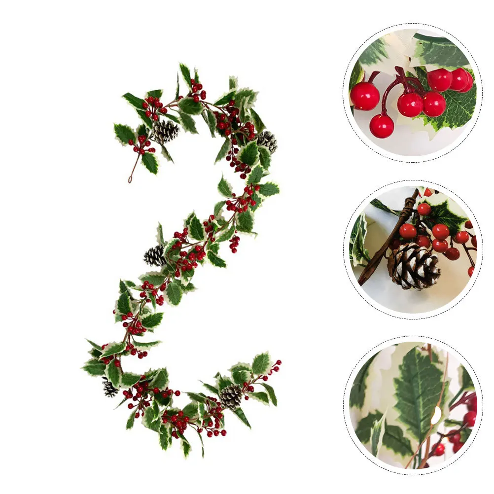 

Artificial Christmas Garland Red Berry Leaf Decoration Hanging Xmas Party Supplies Natural Vivid Look Red Berry Garland