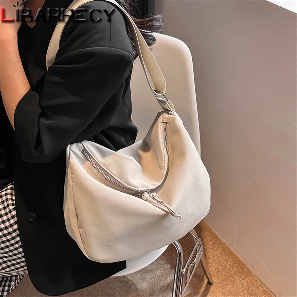 Solid Color Chest Bag for Women Large Capacity Travel Crossbody Female Half Moon Shoulder Bag Ladies Daily Handbgas Tote Purses