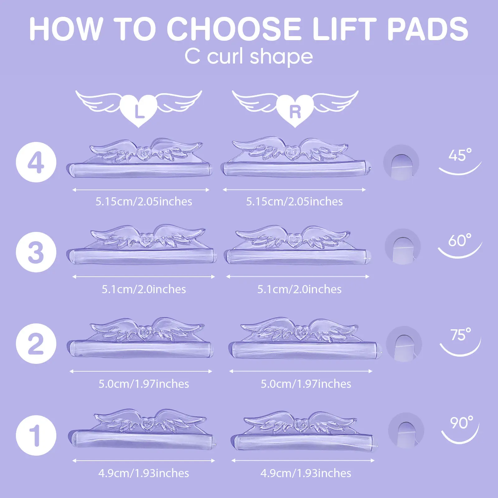 Lomansa Lash Lift Shield 8Pcs/4Sizes Silicone Reusable Lash Lift Pad For Eyelash Stretching and Curling Eyelash Perm Lamination