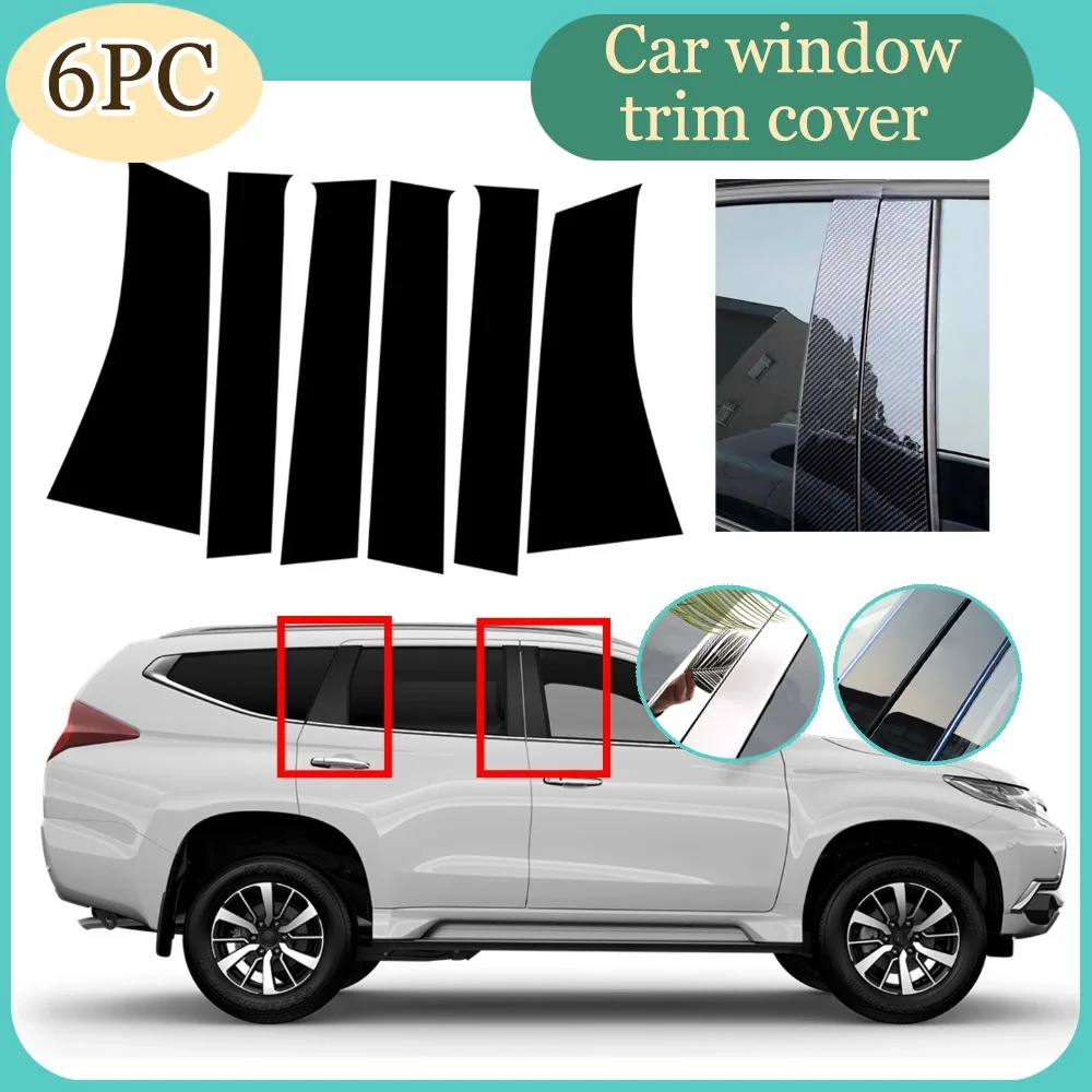 

6PCS Fit For Mitsubishi Pajero Sport 2016 2017 2018 2019 2020 2021 2022 2023 Glossy Black Pillar Post Door Trim Sticker Window