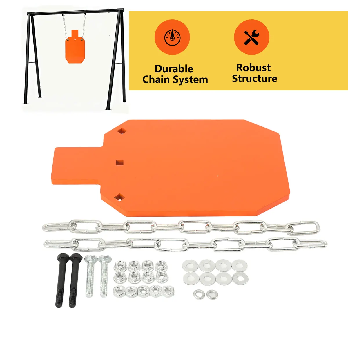 Spessore bersaglio da tiro in acciaio AR500: torso da 3/8" (9,53 mm) con 2 catenelle sospese da 7 pollici x 12 pollici
