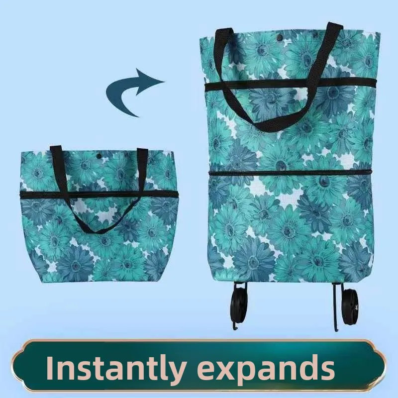 

Foldable op Cart Bag Portable Hand-Pulled Car Vegetable Bung Blue Ox Cloth Material Foldable Household Storage Tools