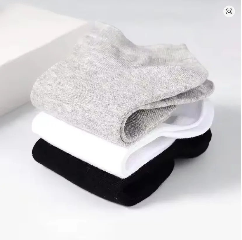 

Socks Sports Socks Solid Color Boat Socks Cotton Ankle Socks Black Grey