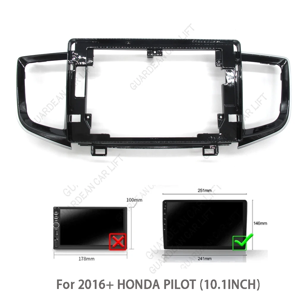 10.1Inch Car Radio Fascias For 2016+ HONDA PILOT Android Stereo Frame Player 2 Din Head Unit Panel Dash Trim With cable canbus