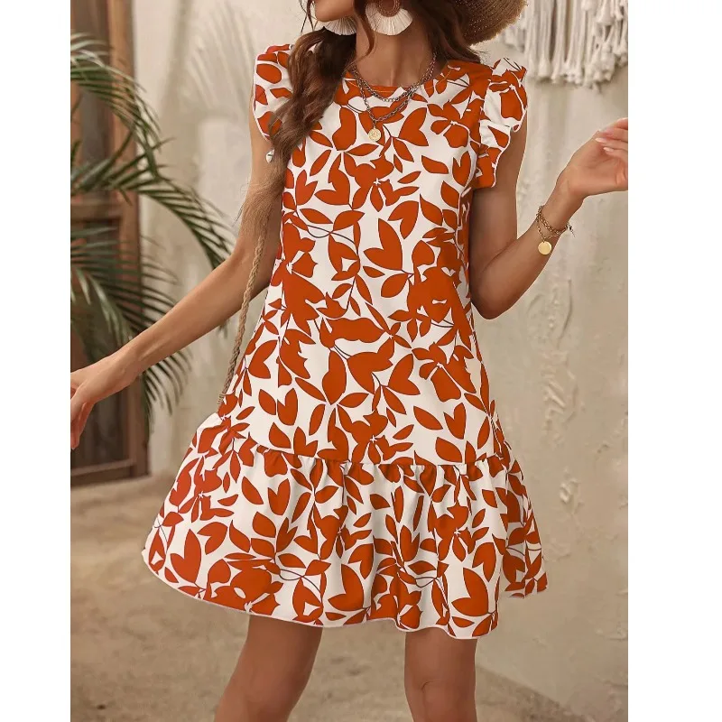 Faionable الحلو طباعة ort Sve Bodycon Dr 2024 جديد Sle الملابس النسائية مادة البوليستر ميدي تنورة مستديرة Ne