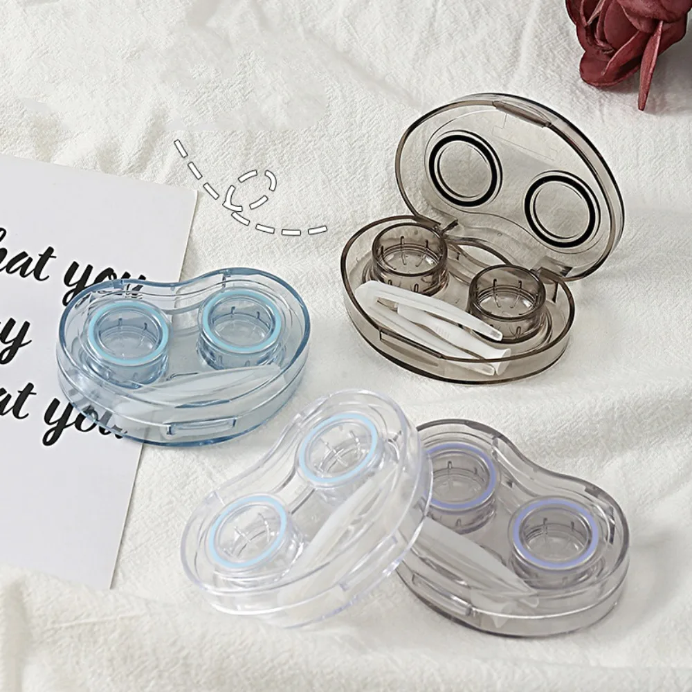 Portable Transparent Contact Lens Box with Tweezers High-end Beauty Lens Box Light Companion Double Contact Lens Case