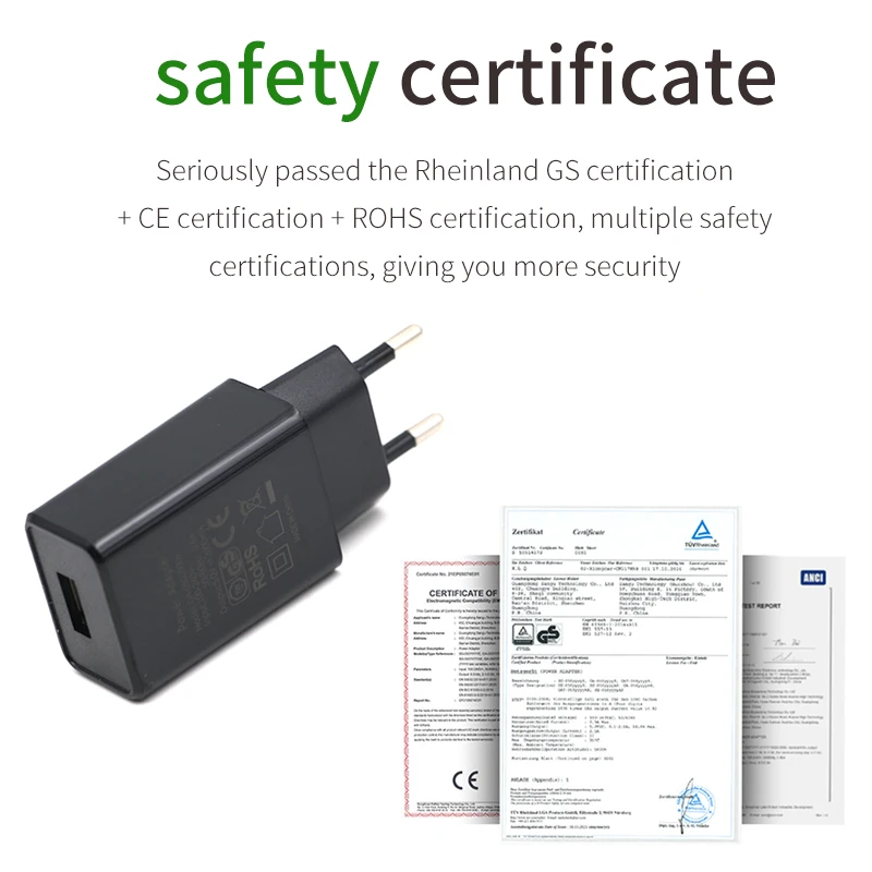 2A European-Regulator Charger Lightweight USB Mobile Phone Adapter CE GS Certified Travel France Russia Germany Conversion Plug