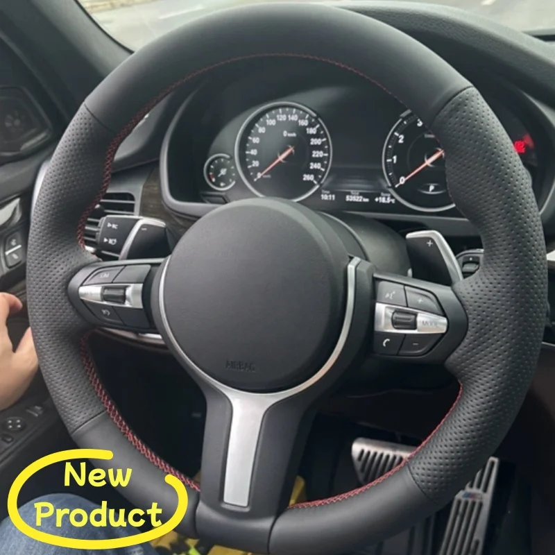 Custom Hand-stitched Black Microfiber Leather Steering Wheel Cover For BMW M Sport F06 F10 F15 F16 F20 F21 F25 F30 F32gt F80 F82