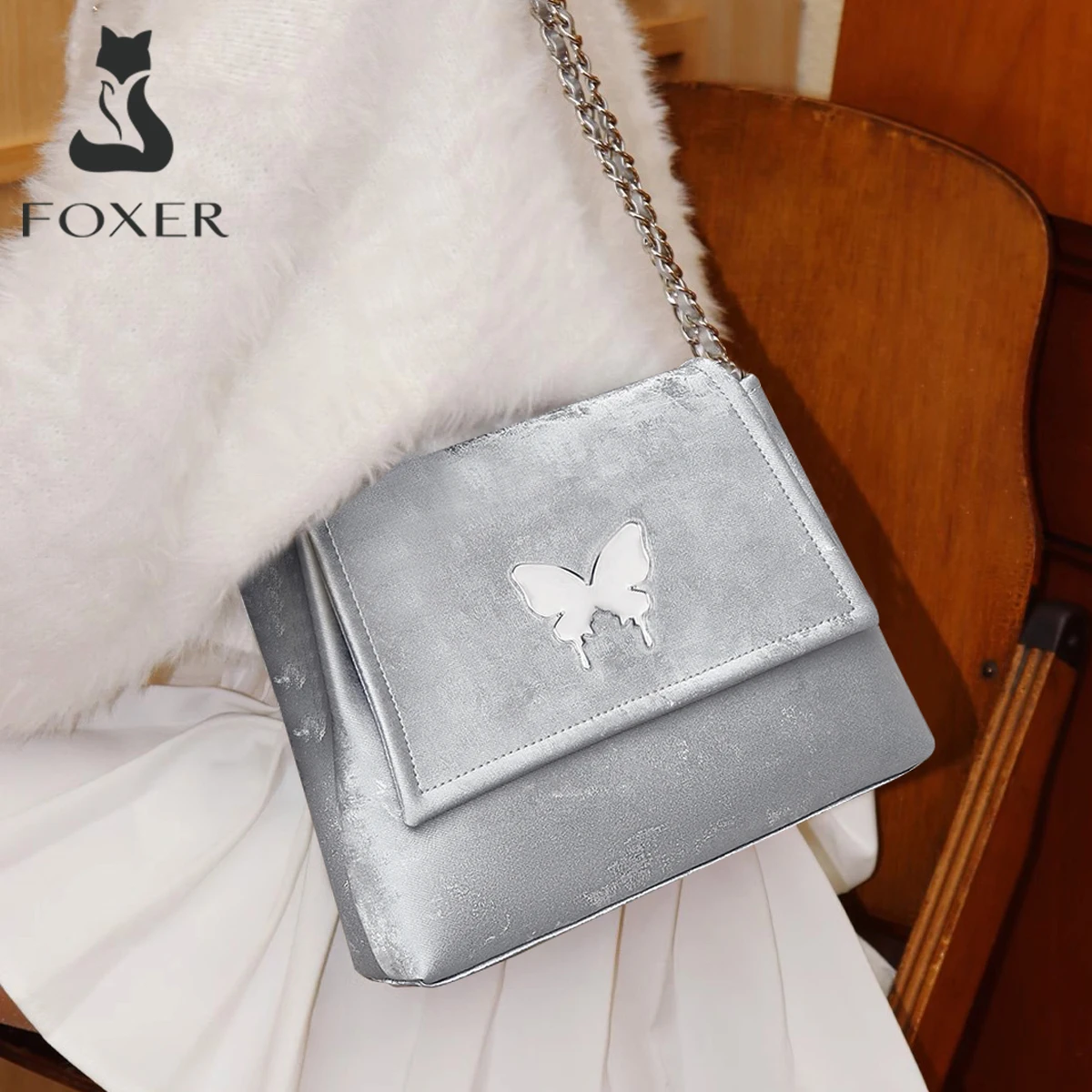 

Женская сумка через плечо FOXER из мягкой синтетической кожи, модная сумка-мессенджер из блестящей ткани, подарок для любимой на вечеринку или в путешествие