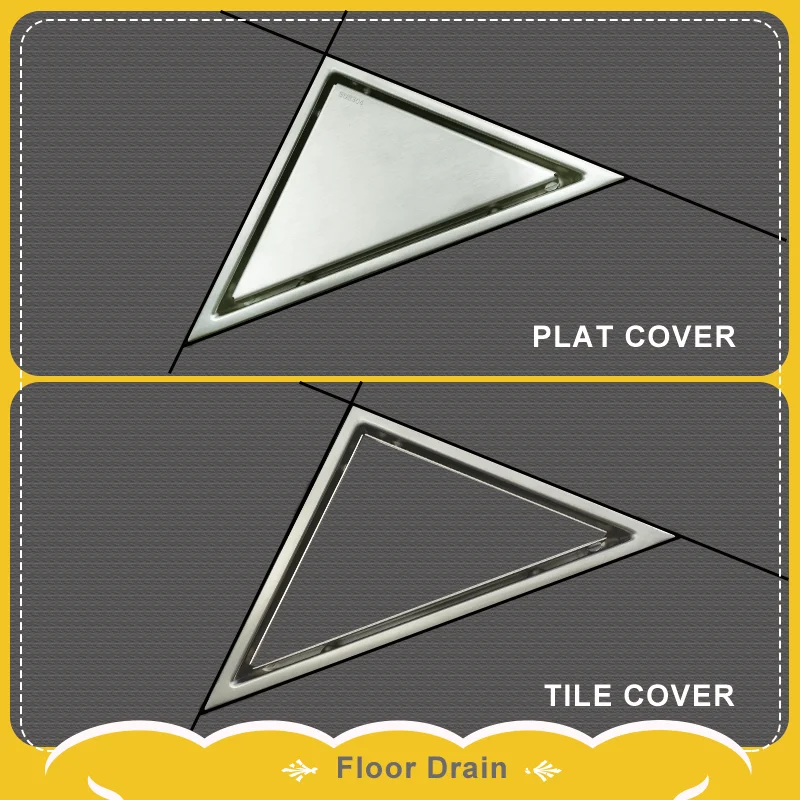 

Bathroom Sink Drain Hidden Triangle Tile Insert Floor Drain Garbage Grill Stainless Steel Shower Drain