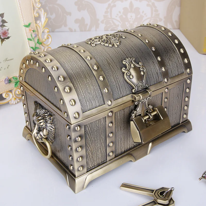 

Classical Box Metal Extra Large Lock Double Layer European Princess Palace Jewelry Storage Box Retro Jewelry Box