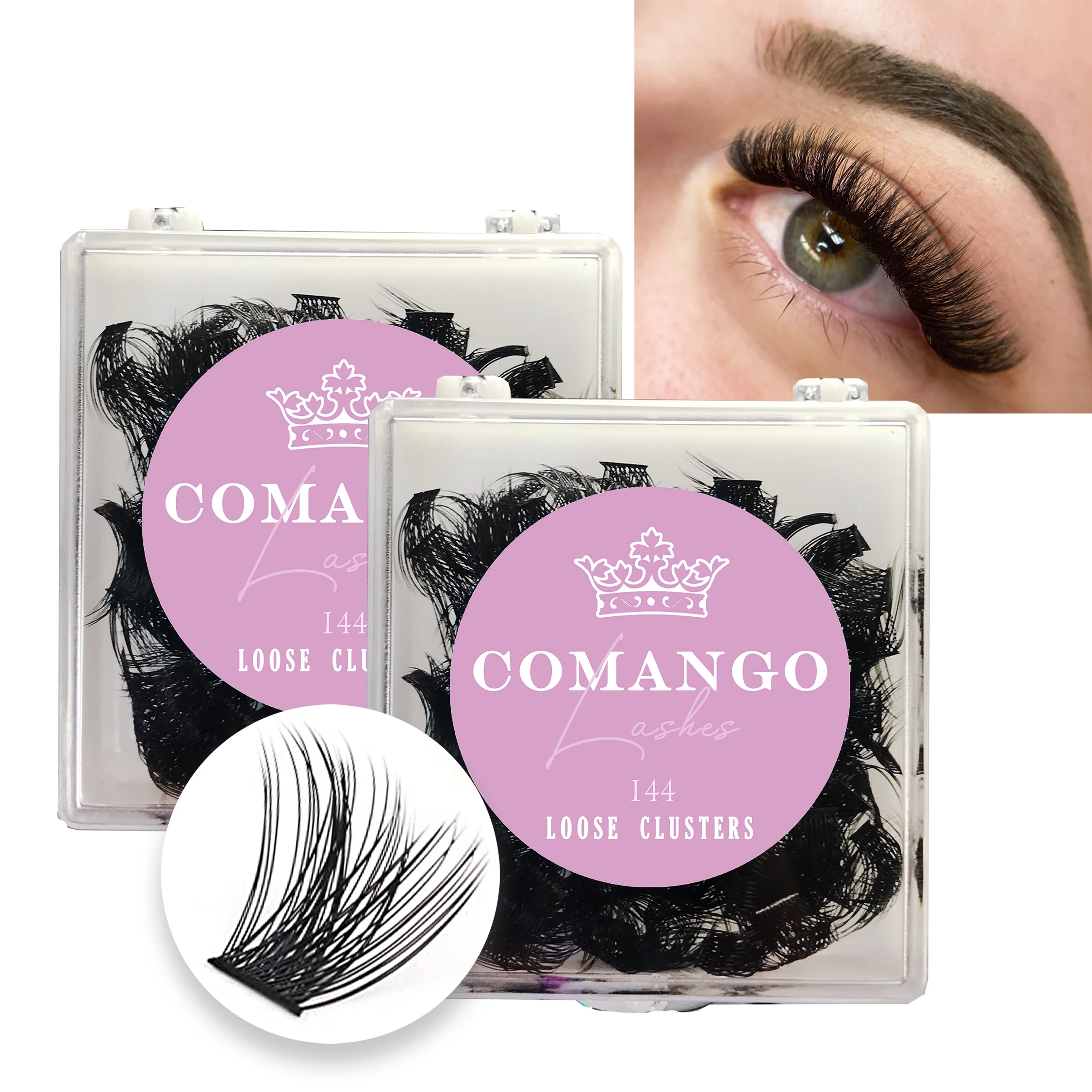 CoMango Loose Lash Clusters 144Pcs C/D Curl 10/12/14/16/18mm Wispy Lash Clusters DIY Eyelash Extensions At Home