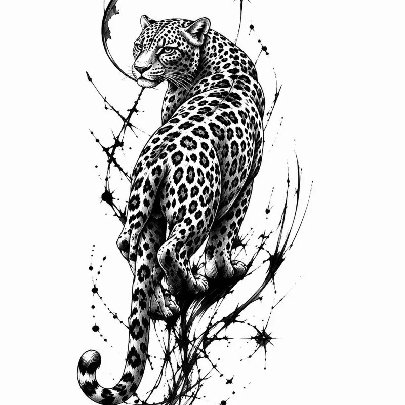 Herbal Leopard Pattern Temporary Tattoo for Woman Man Sticker Waterproof Realistic Arm Leg Body Art Tattoo Stickers Lasting