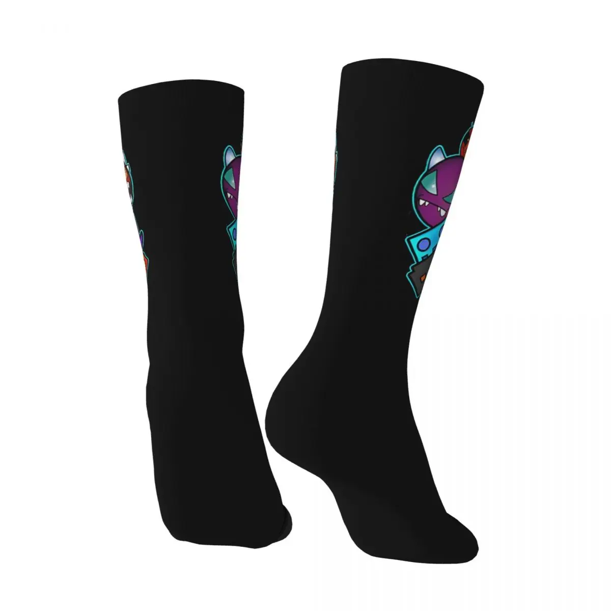 Funny Crazy Sock for Men Mobile Game Hip Hop Harajuku Geometry Dash Game Quality Pattern Printed Boys Crew compression Sock