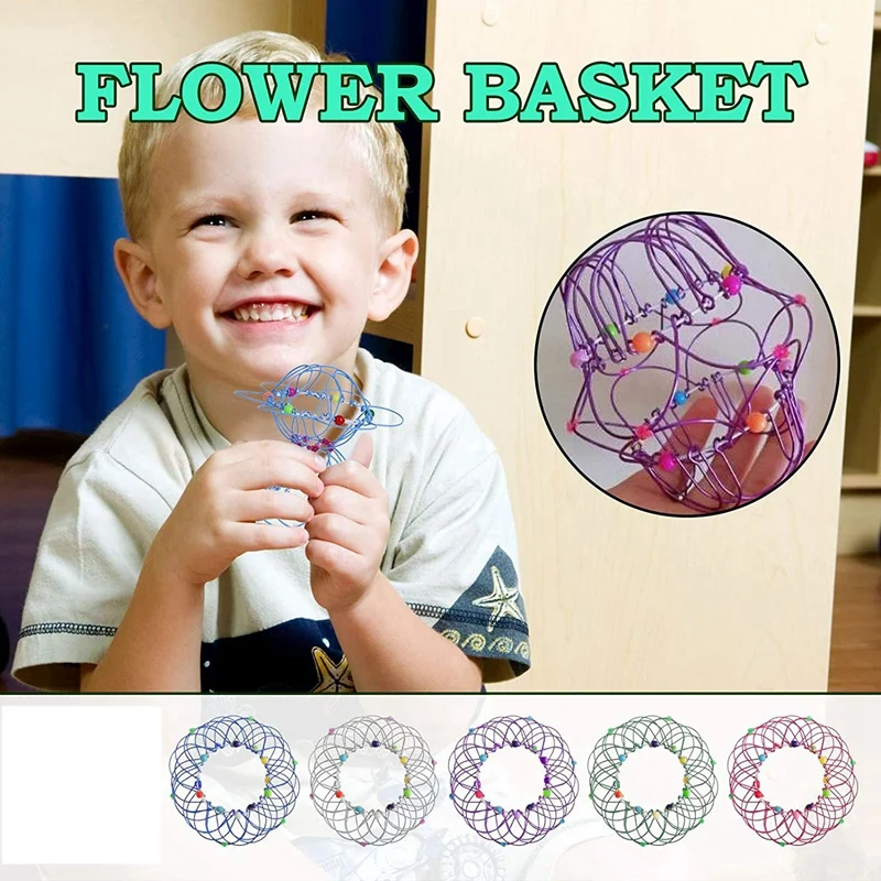 Flexible Basket Magic Flow Ring Multicolored Rotating Flower Basket Toy For Autism Special Needs Stress Reliever