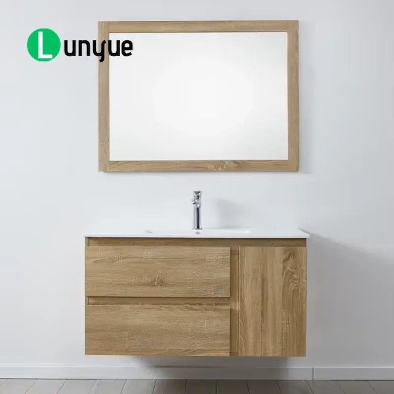 Modern Spanish Style Bathroom Vanity Set With Mirror Cabinet And Sink MDF Melamine Furniture For Hotel Home Decor Waterproof