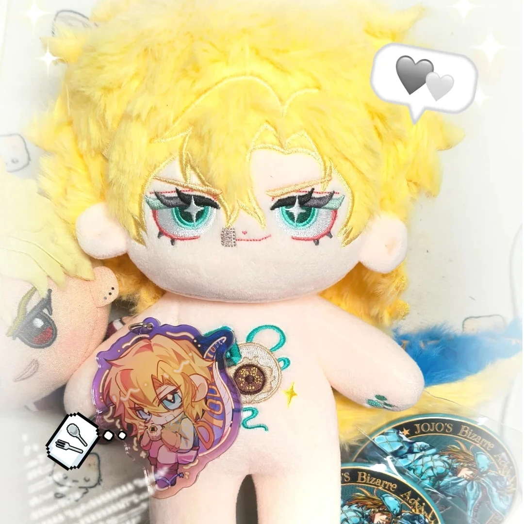 20 cm Pluche Anime Jo Jo Bizarre Adventure Giorno Giovanna Figuur Cosplay Dress Up Katoenen Pop Lichaam Speelgoed Gevulde Fans voor Geschenken
