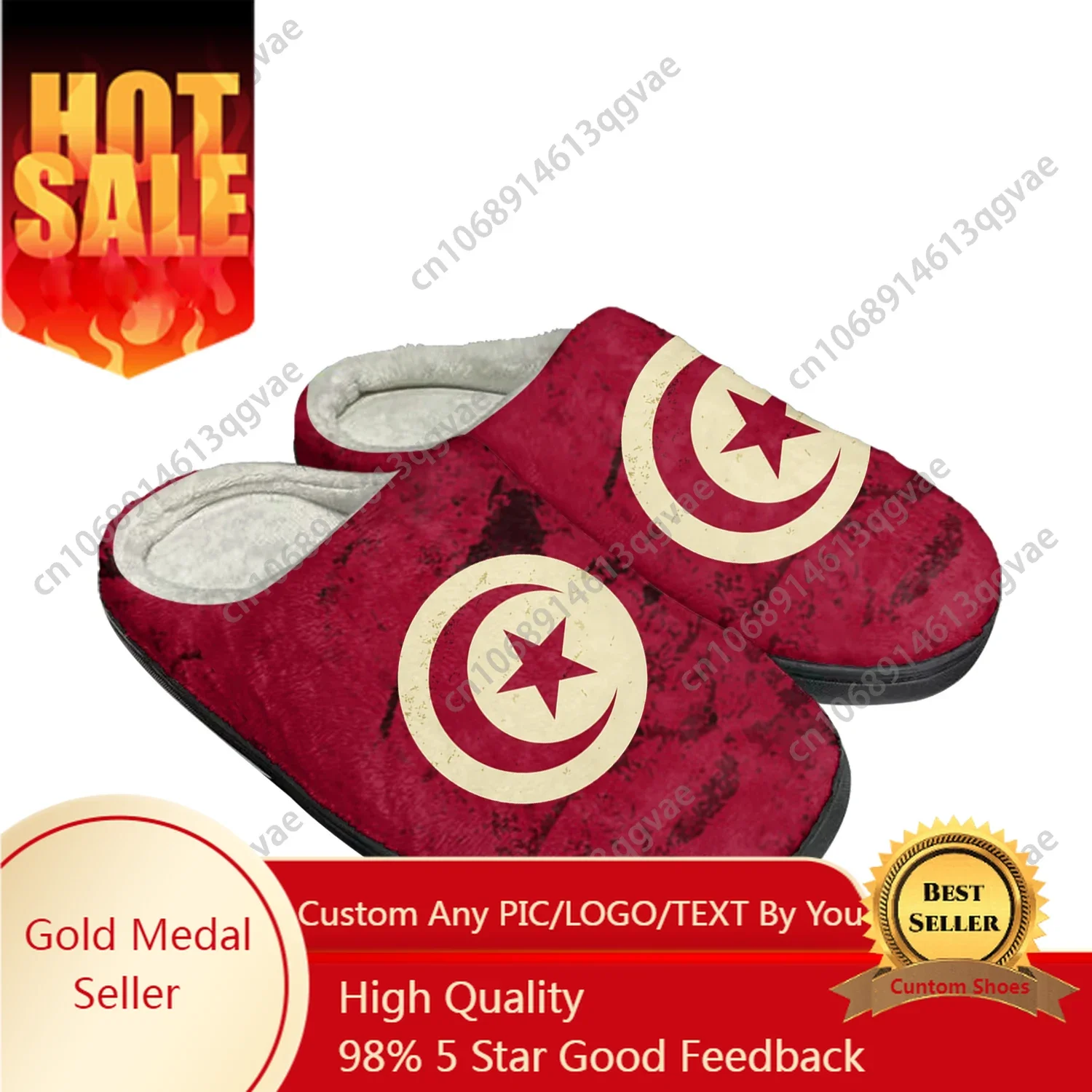 Tunisian Flag Home Cotton Custom Slippers Mens Womens Sandals Tunisia Plush Bedroom Casual Keep Warm Shoes Thermal Slipper