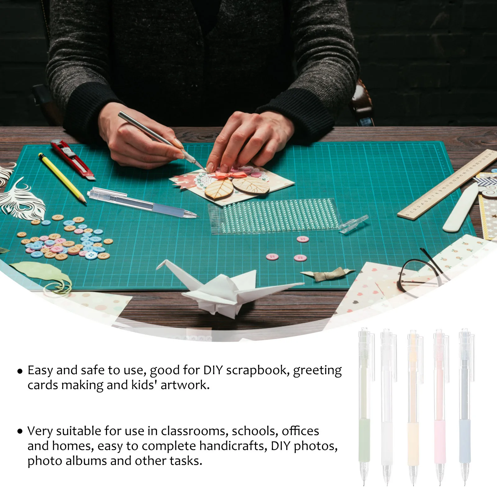 Juego de bolígrafo de corte pequeño para manualidades, cortador portátil ergonómico antideslizante para escuela y oficina, cortador de proyectos de ilustraciones DIY, 1 Juego