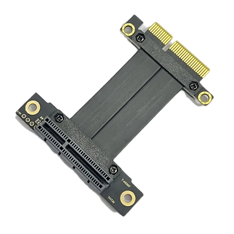 PCIe3.0 X 4 Graphics Card Extension Cable with 180-to-90-Degree Orientation and Mounting Holes on Both Connectors Boards