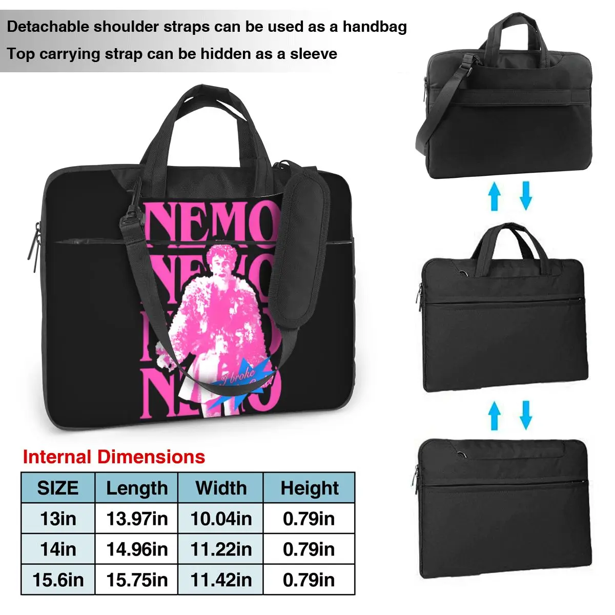 Nemo The Code Laptop Bag Eurovisioned 2024 Switzerland For Macbook Air HP13 14 15 Briefcase Bag Waterproof Business Computer Bag