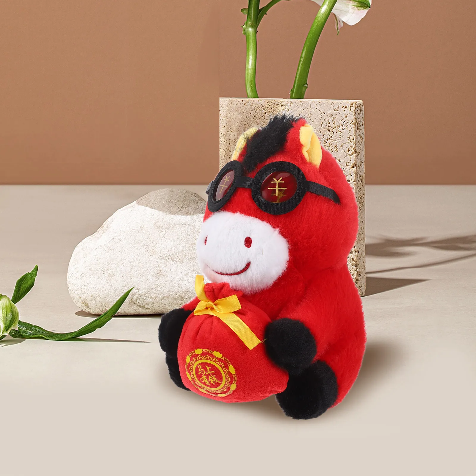 2026 Chinese dierenriem knuffel: rood zitpaard knuffeldier voor lentefestival woondecoratie partij gunst mascotte zacht jaar van de