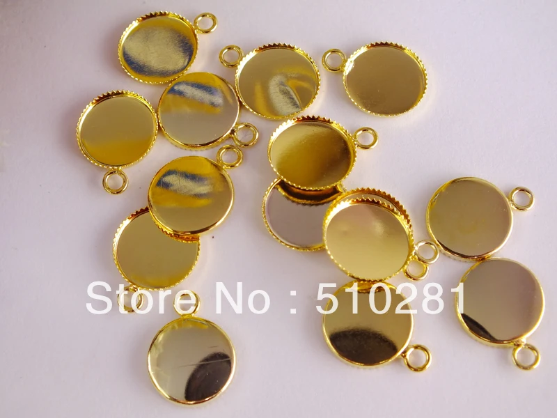 Grmstone Collet Jewelry Metal Findings Gold Plated Base Setting Pendant Findings 500Pcs 12mm