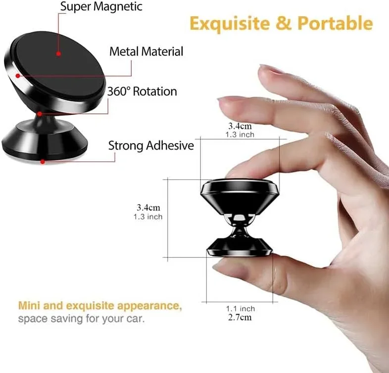 Car Phone Holder, Universal 360 degrees Rotation Strong Magnet Car Phone Holder Mount for Dashboard IPhone 15