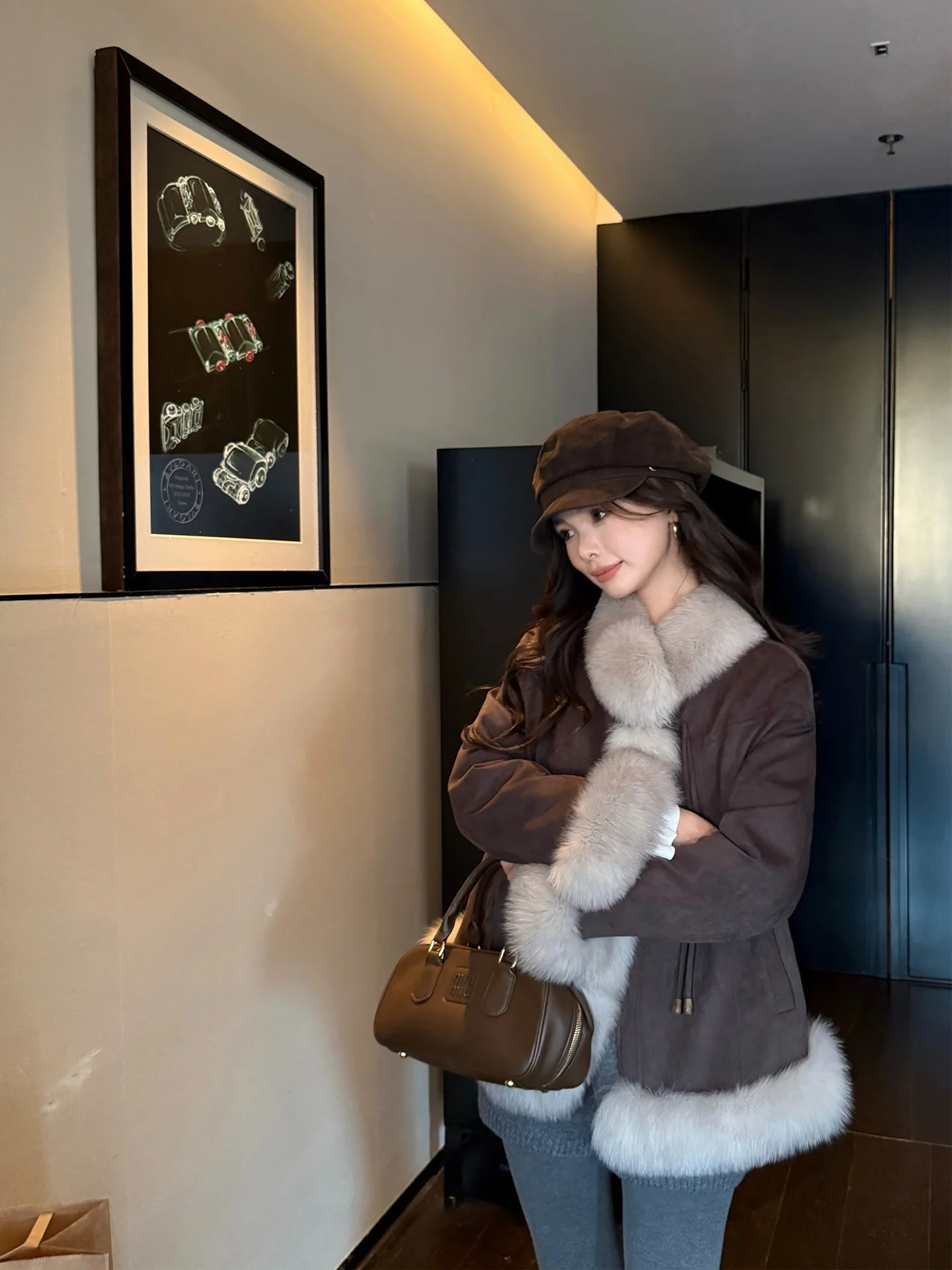

Retro Sle ort Fur Coat Women's down Jaet Warm Thiened Winter New Arrival yanna Brand Straight Cut Long Sve