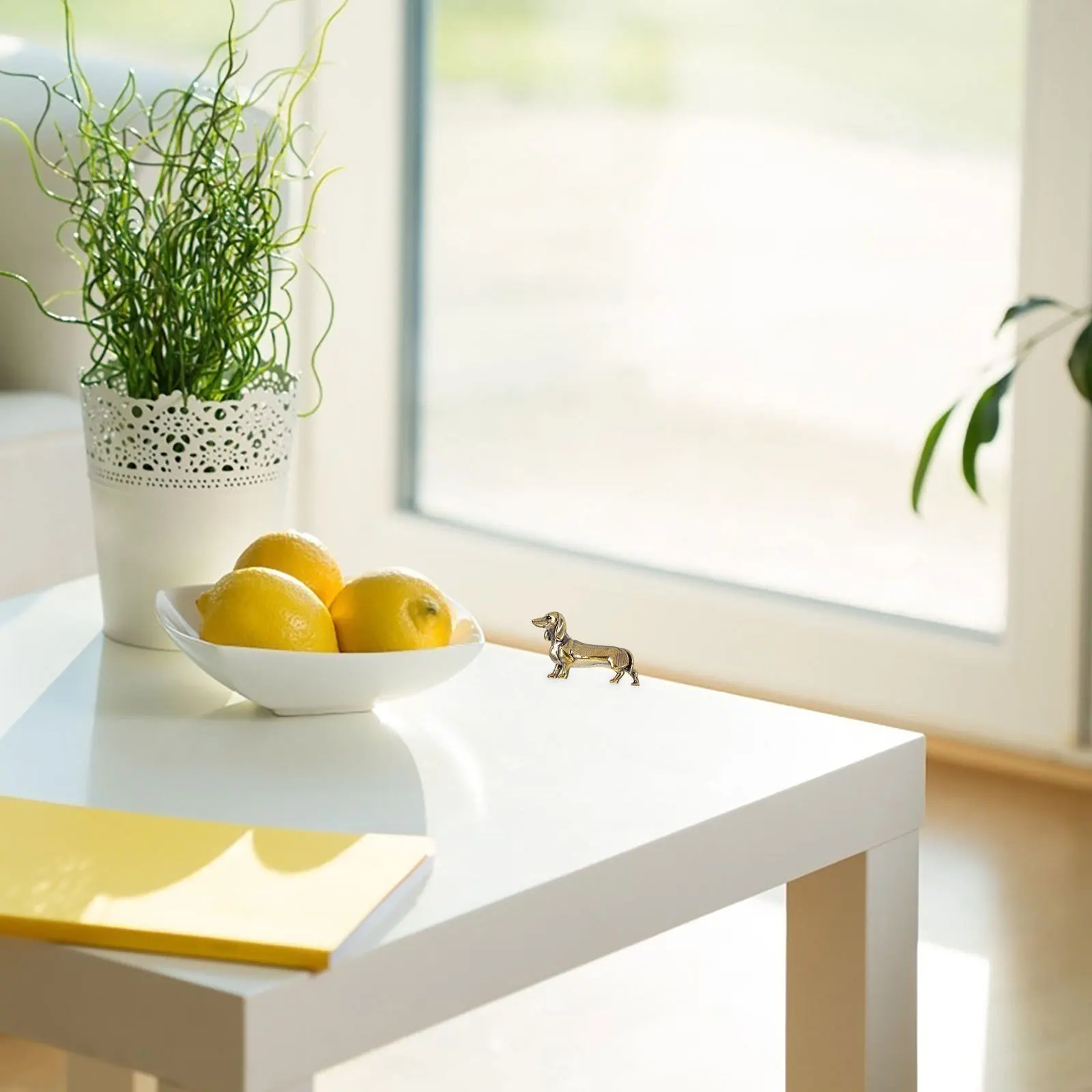 

Brass Dachshund Miniature Standing Dog Ornament for Bookshelf and Office Decor Brass Dog Dachshund Stuff