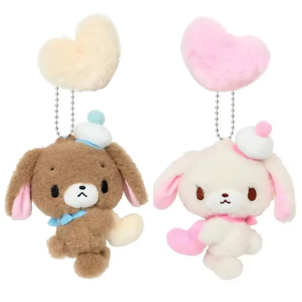 

Sugarbunnies Mascot Holder Plush Keychain Shirousa Kurousa Bunny With Fluffy Heart Stuffed Keyring Bag Keyholder Pendant Doll ﻿