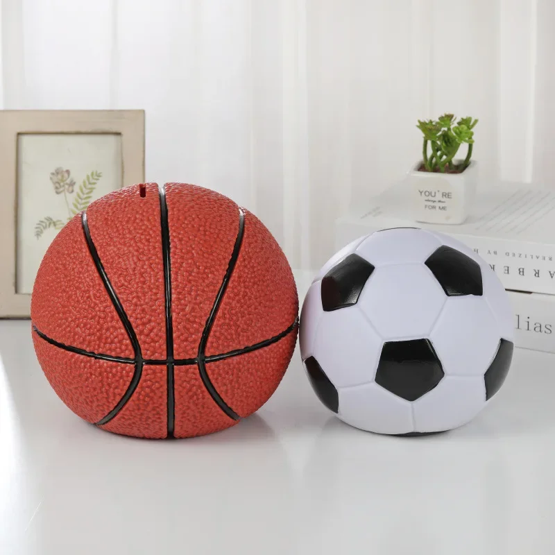 Basketball Football Piggy Bank Vinyl Children's Cartoon Piggy Bank Coin Piggy Bank Fall Resistant Student Children Birthday Gift