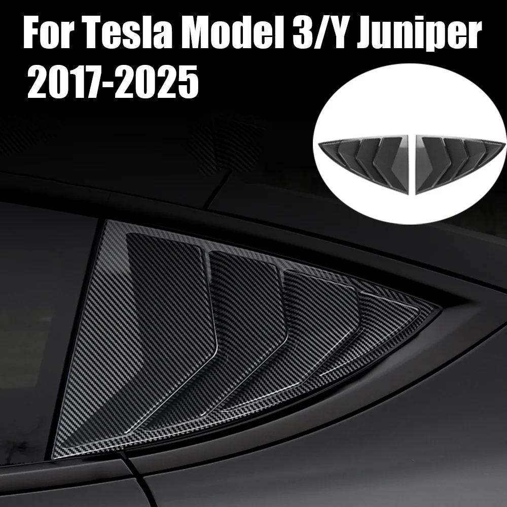 For Tesla Model 3/Y Juniper 2017-2025 ABS Rear Car Window Shutter Cover Louver Side Vent Trim Triangle Modified Car Accessories