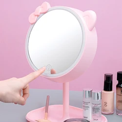 Miroir de maquillage LED amovible à trois modes de charge USB, miroirs à écran tactile, miroir cosmétique de bureau, lumière multifonction