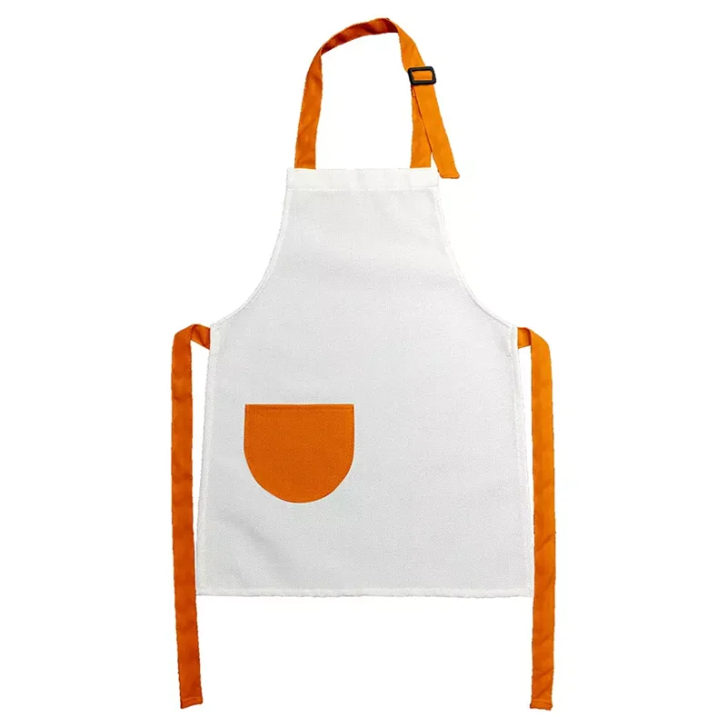 Sublimation Blank Apron Cooking Kitchen Dining Christmas With Colorful Pocket Adjustable Adult Children Linen Soft Fabric