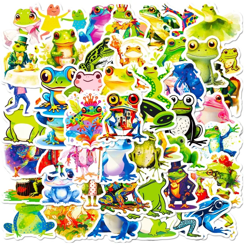 50pcs Frog Mix and Match Water Cup Laptop Luggage DIY Decorative Waterproof Sticker