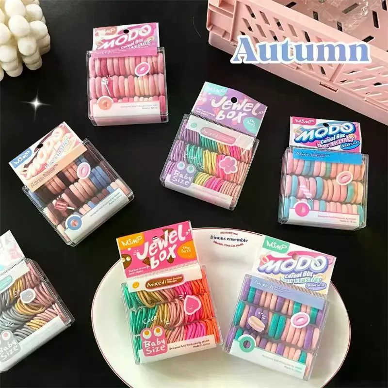 40/100pcs/bow Girls Candy Colored Soft Rubber Bands Student Lovely Hair Bands Hair Tie Ponytail Holder Accessories