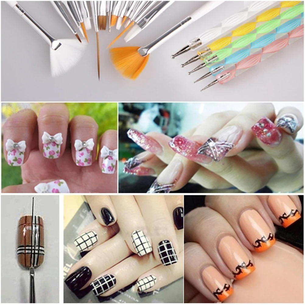 Juego de pinceles para uñas, 15 Uds., 5 bolígrafos punteados para diseño de manicura, Kit de pintura artesanal, juego profesional de pinceles para decoración de uñas para el hogar, herramientas de uso