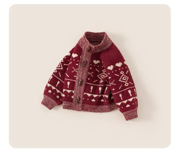 Mädchenpullover Neue Winter Verdickte Jungen-Strickoberteile Kindermäntel Winterkleidung Weihnachten – Detail 3