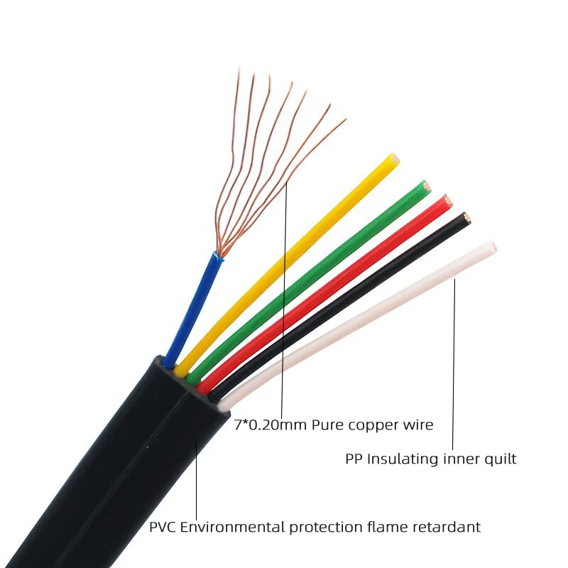 

20M UL20251 24AWG 6-core pure copper telephone line 6-core black data cable RJ25 Flat cable
