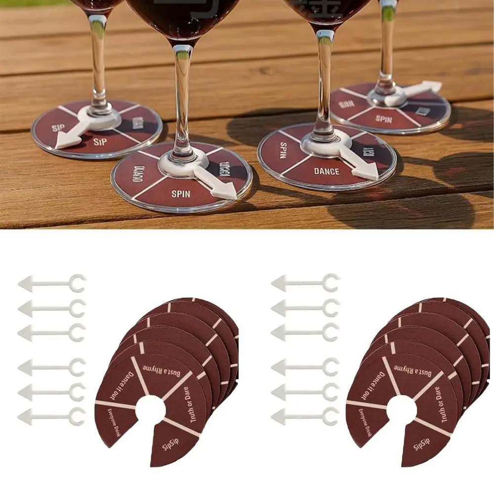 

6/12/24 шт. Spinner Design Wine Not Spin-Fun Питьевая игра Интерактивная рулетка Wine Glass Spinner Party Game