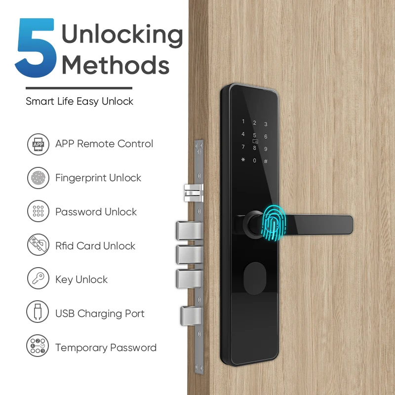 Electronic Cerradura Serrure Inteligente Fingerprint Fechadura Digital Security Biometric Smart Handle Door Lock