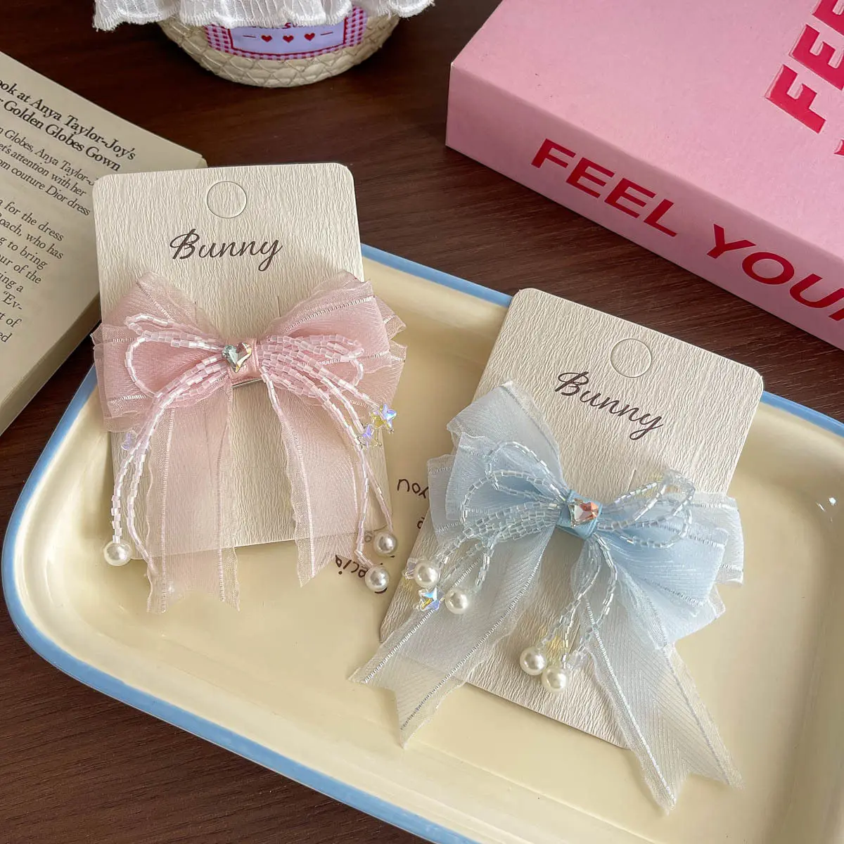 Korean Tassel Streamer Bow Hairpin Sweet Girl Hair Clip Barrettes Headwear Hairpin Bangs Side Clip Children's Hair Accessories