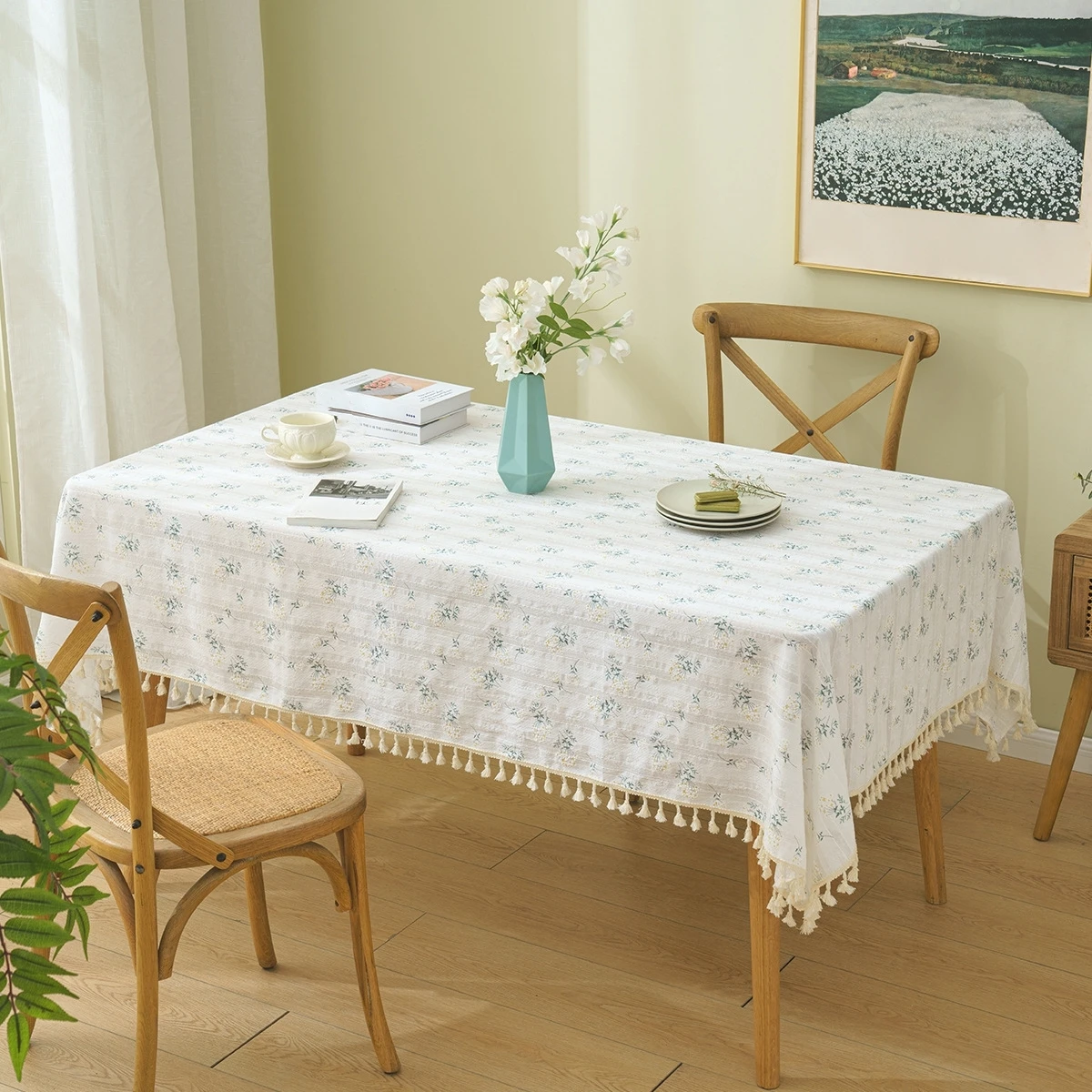 Cotton Square Tablecloth Tea Table Decoration Rectangle Table Cloth Tabletop Decor For Kitchen Wedding Dining Room Desk Cloth