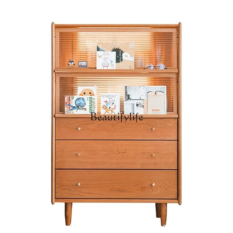 

Sofa Side Cabinet Nordic Living Room Locker Standing Cabinet Cherry Wood