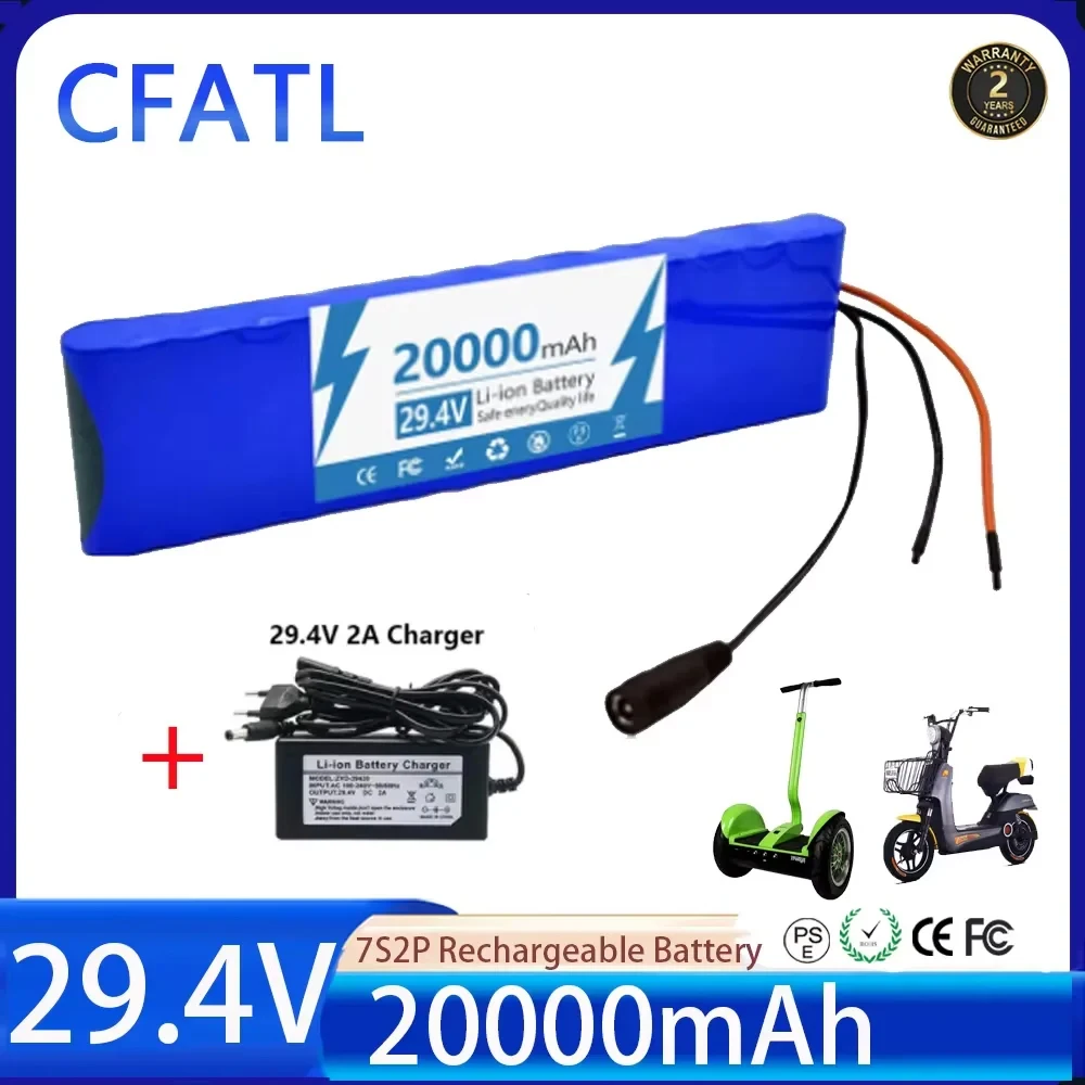 

Batterie Lithium-ion 7s2p 29,4 V 20Ah 18650Batterie Lithium-ion 29,4 V 20000 MAh, Adaptée Aux Scooters Et Vélos Électriq