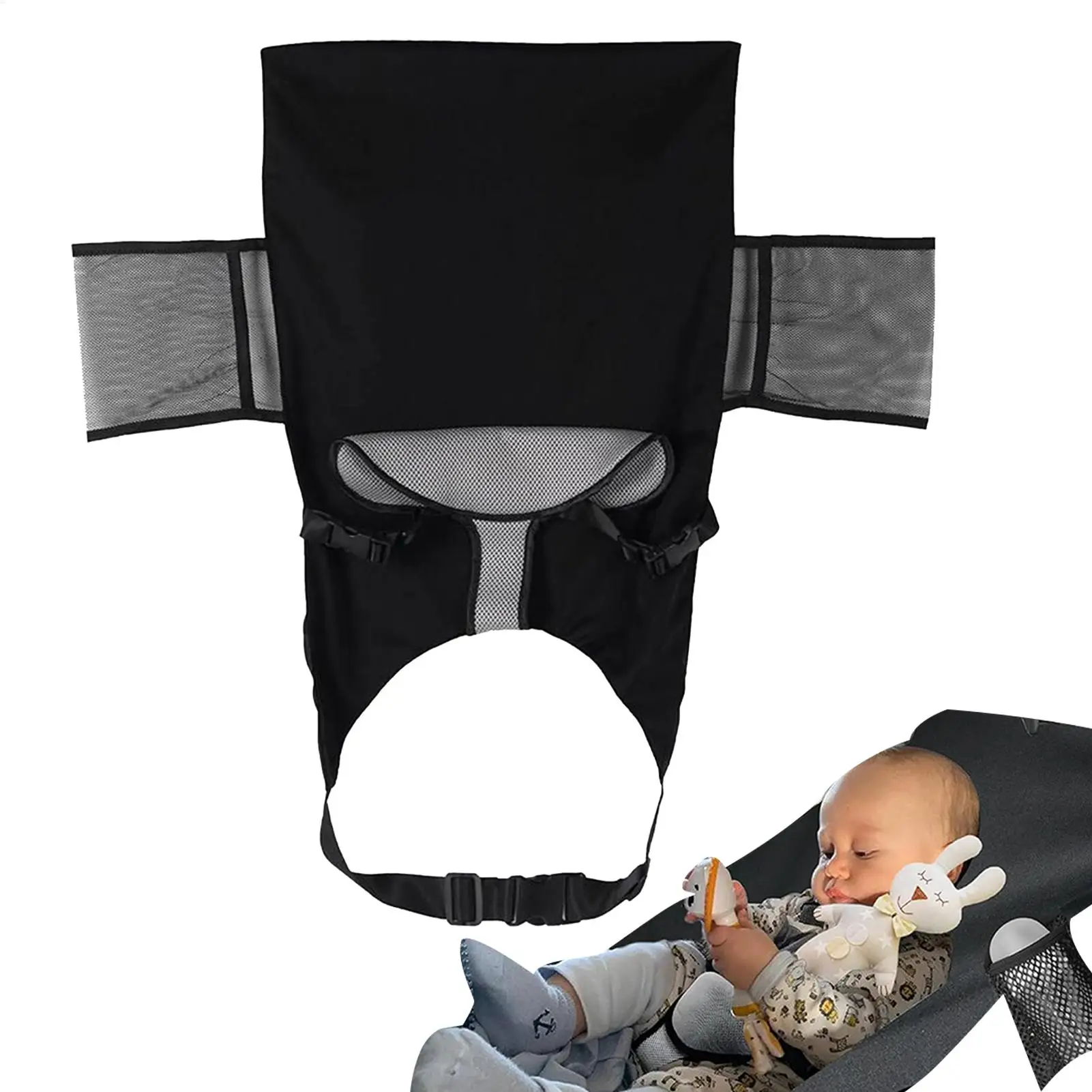 

Airplane Bed for Kids Fabric Toddler Airplane Seat Extender with Side Pocket Comfort Breathable Travel Foot Rest Hammock