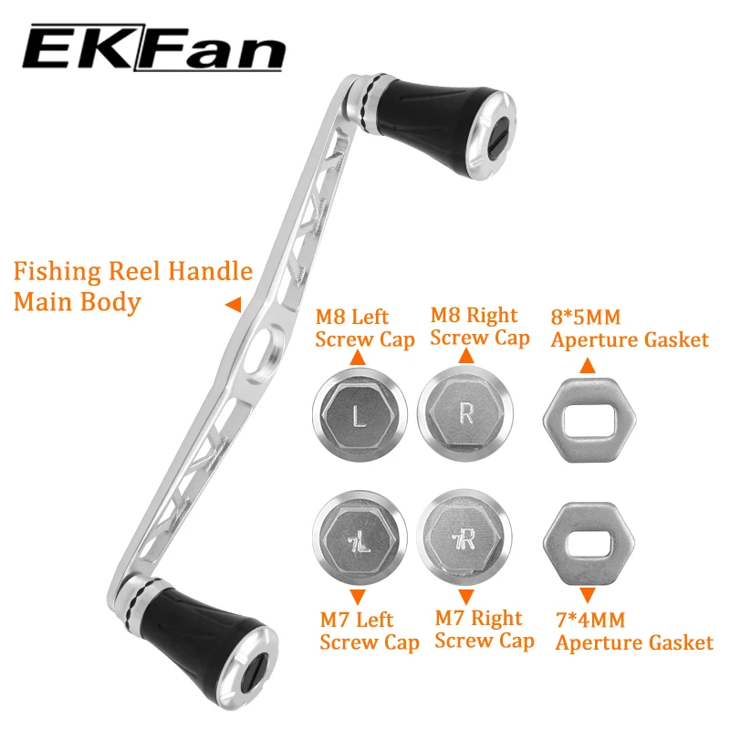 EKFan 130MM Aluminiumlegierung Doppelknopf Angelrollen-Griff Universell A/S/D 8*5/7*4mm Loch Baitcasting-Köderrollen-Griff DIY-Teile – Detail 3